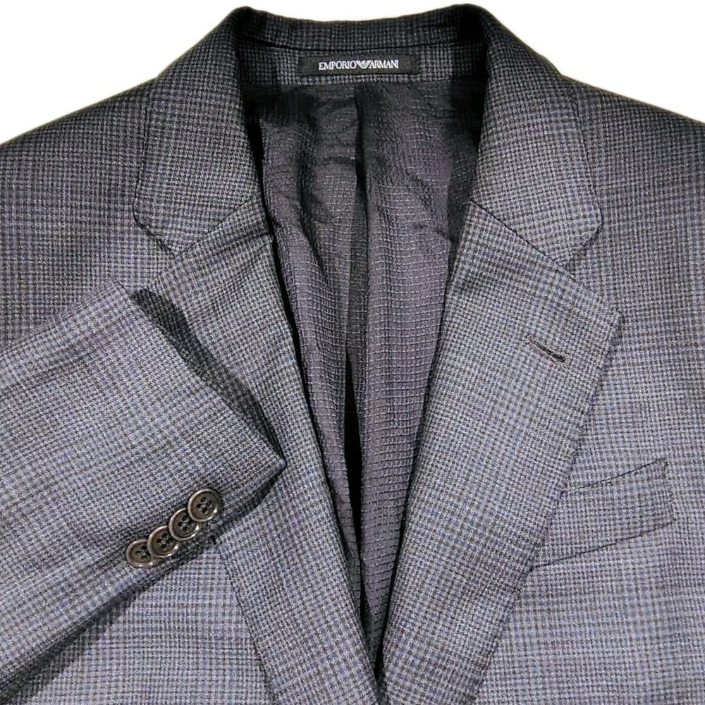 Emporio Armani G Line Blazer Men's Gray Plaid Glen Houndstooth Two Button 38R
